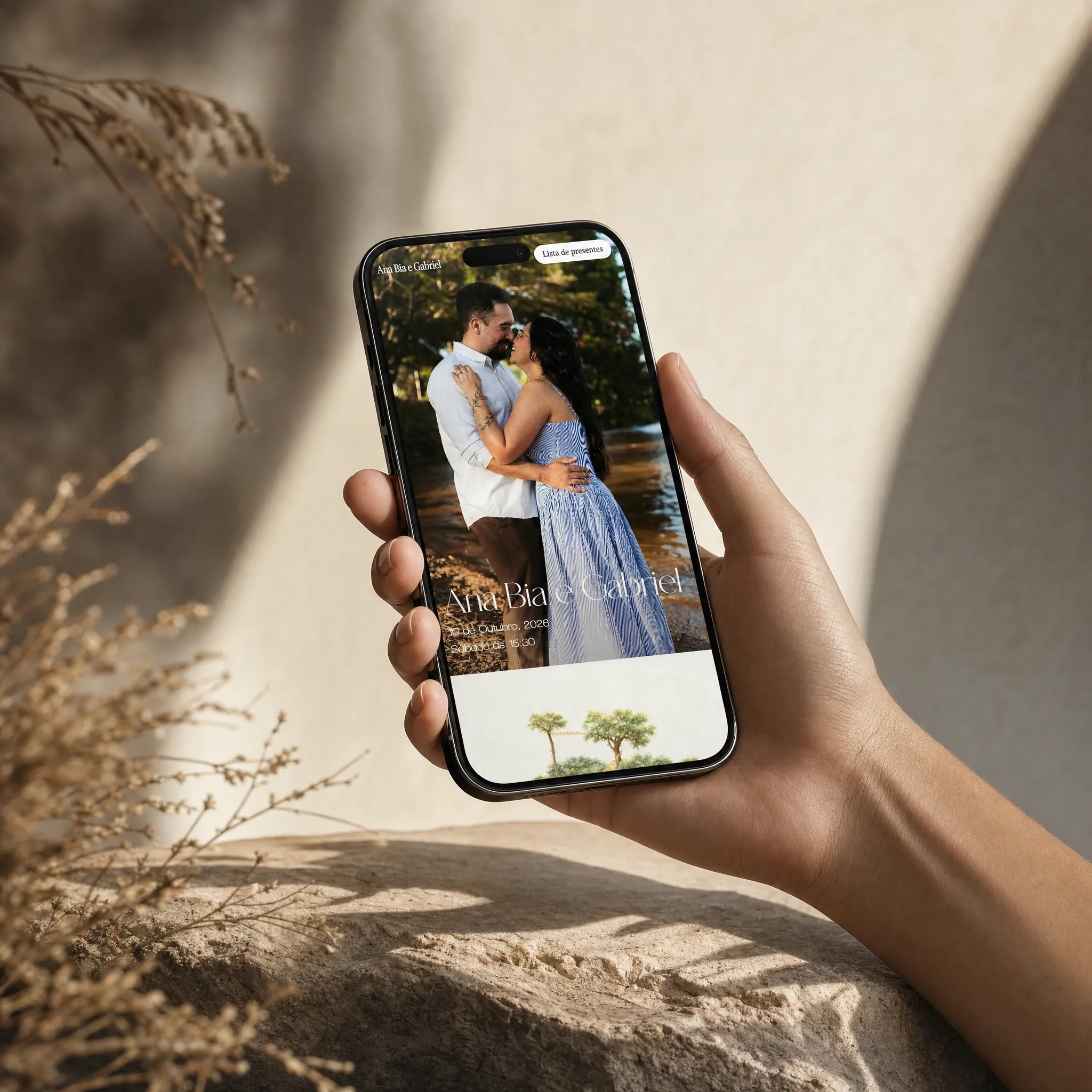 Bia & Gabriel — mobile mockup
