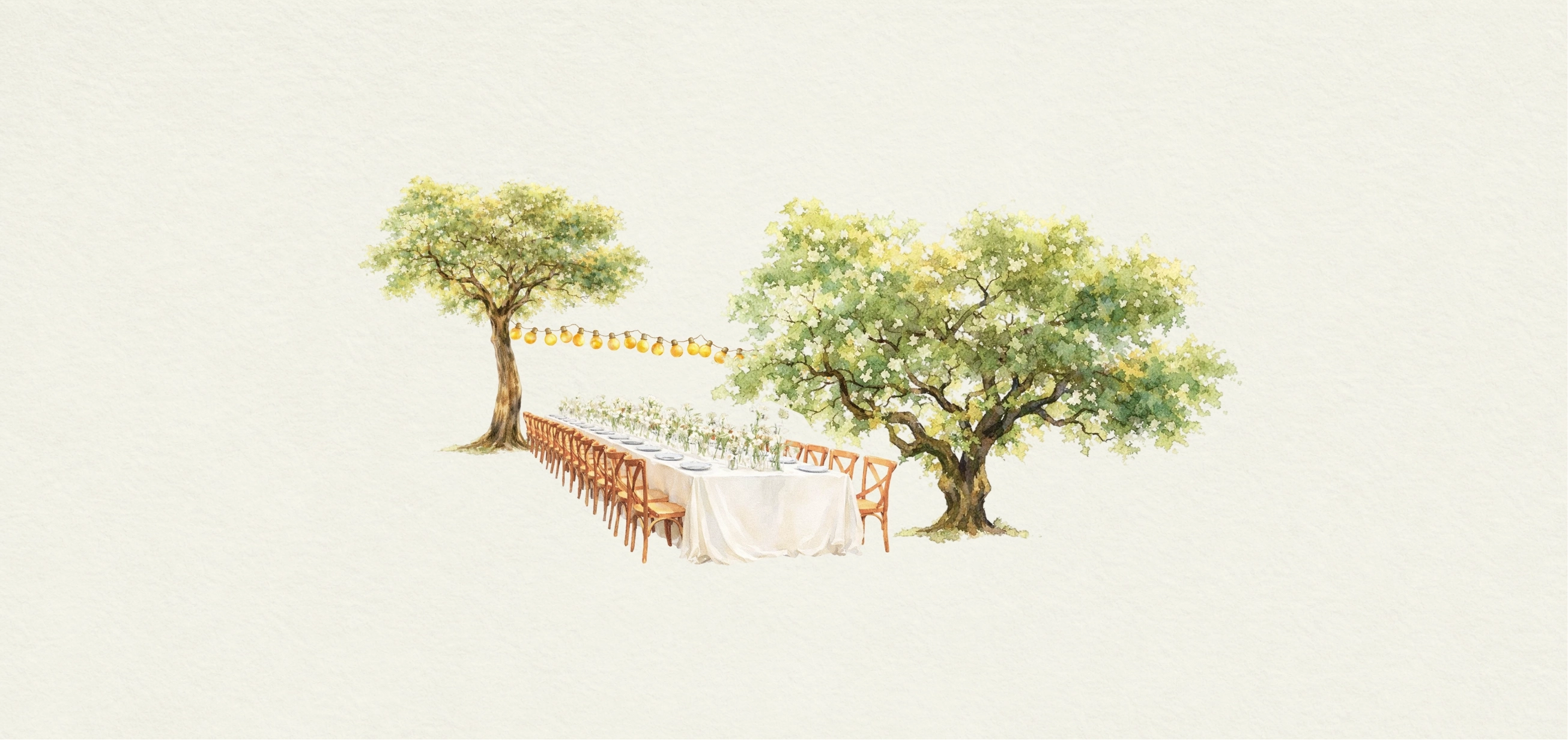 Bia & Gabriel — watercolor hero illustration