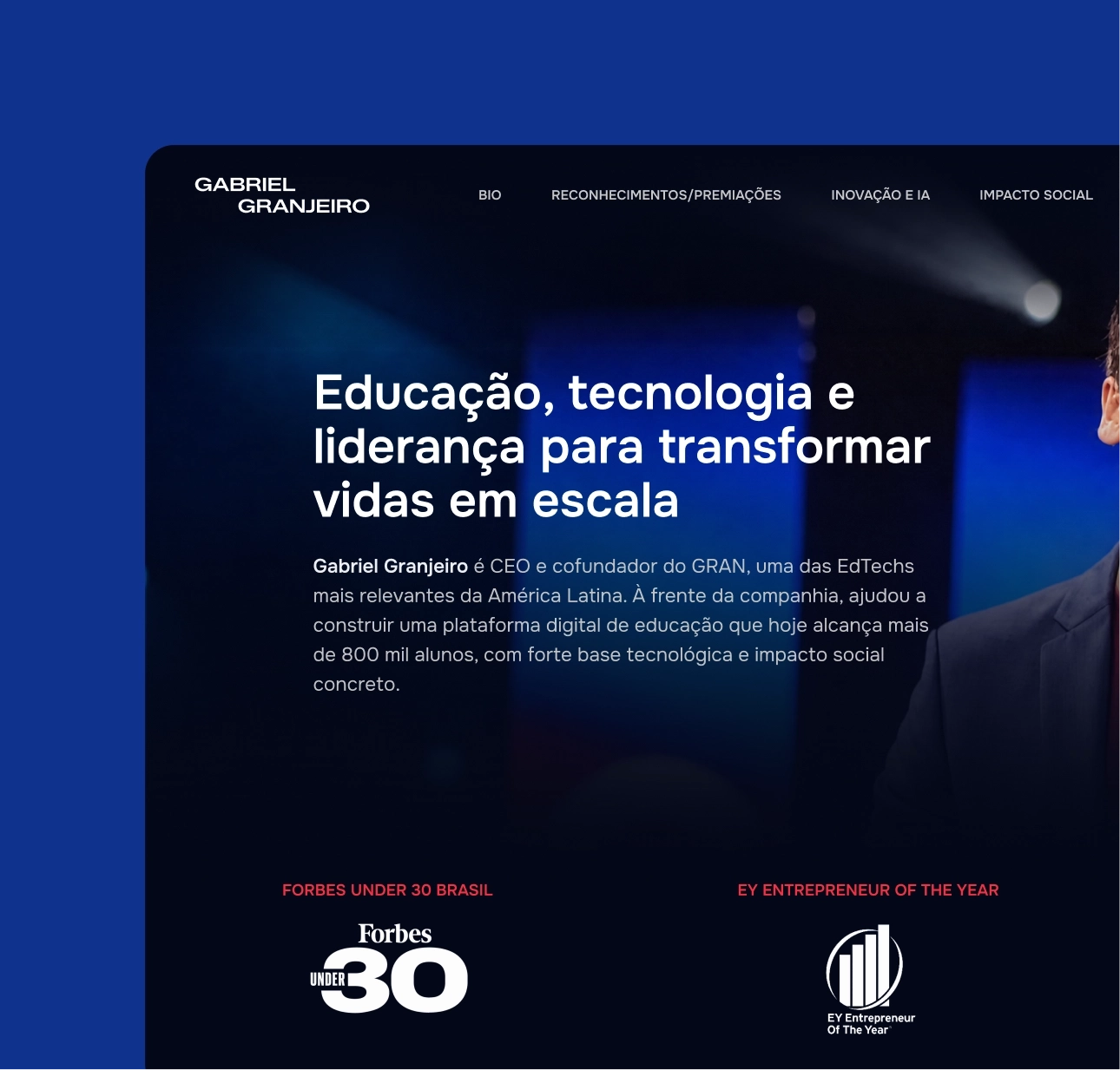 Gabriel Granjeiro — bio and awards section
